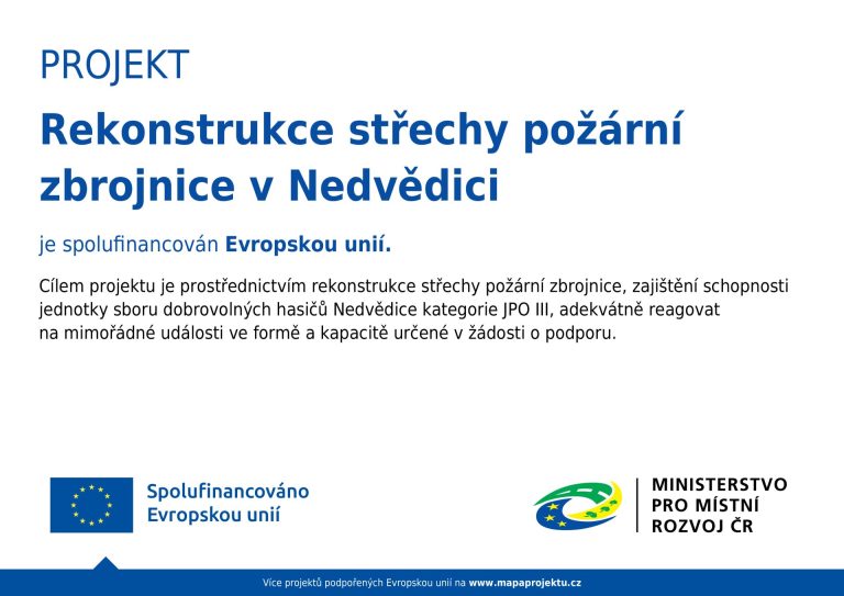 Rekonstrukce střechny požární zbrojnice v Nedvědici